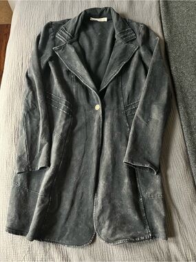 Testimony Black Long Single-Button Blazer Coat
